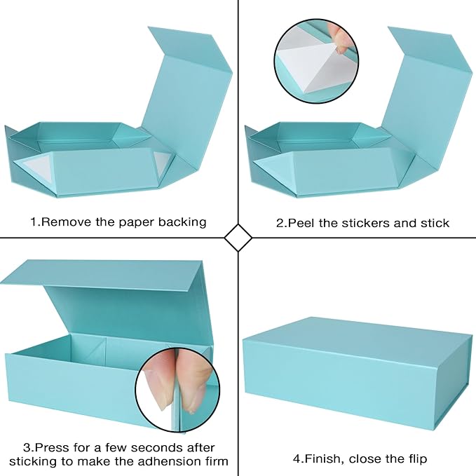 Aimyoo Blue Magnetic Gift Boxes with Lids 10.5x7x3 in, Medium Bridesmaid Groomsman Proposal Box, Rectangle Collapsible Box for Present Graduation Birthday Storage 5 Pack
