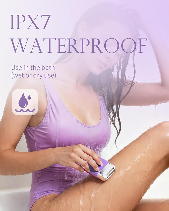 Cordless Electric Razors for Women, Travel Electric Shaver with LED Display, Rechargeable Body Trimmer Shaver for Private Area, Face Underarms Bikini,Lips,arms, Legs (Purple)