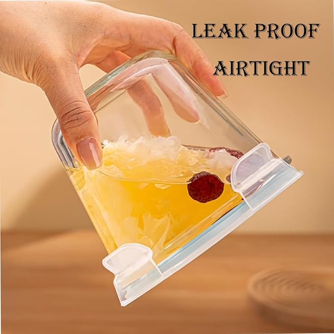 3-Cup Round Glass Meal Prep Containers with Lids,24oz Glass Food Storage Containers with Spoons, Heat-Resistant BPA-Free for Soup, Leftover, Oven, Dishwasher, Fridge, Freezer Safe (2 Pack)