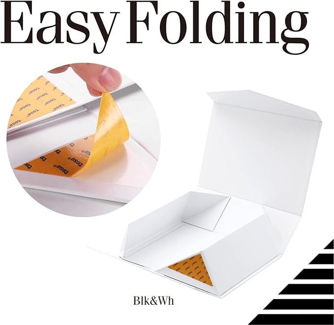 BLK&WH Magnetic Gift Box 11.5x8.1x3.8 Inches, Large White Box With Lid, Bridesmaid Proposal (Matte White)