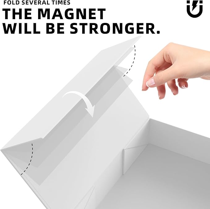 MOZRRO Gift Box 11.5 x 8.2 x 2.3 In Gift Boxes for Presents Magnetic Closure, Gift Boxes with Lids for Presents Birthday Luxury Jewelry T-shirts Gloves Scarves Books Clothes Gift Wrap - White