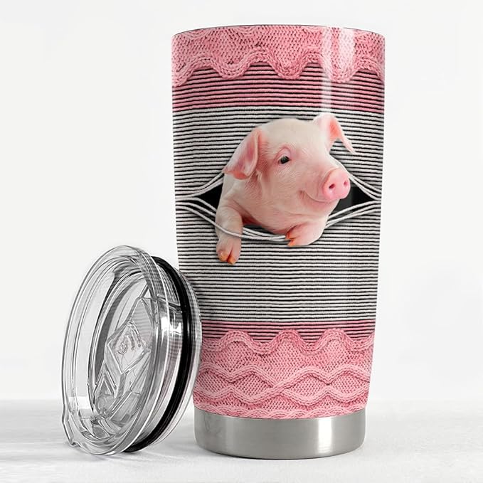 SANDJEST Pig Tumbler 20oz Stainless Steel Insulated Tumblers Coffee Travel Mug Cup Funny Pig Gifts for Women Girls Gift for Birthday Christmas