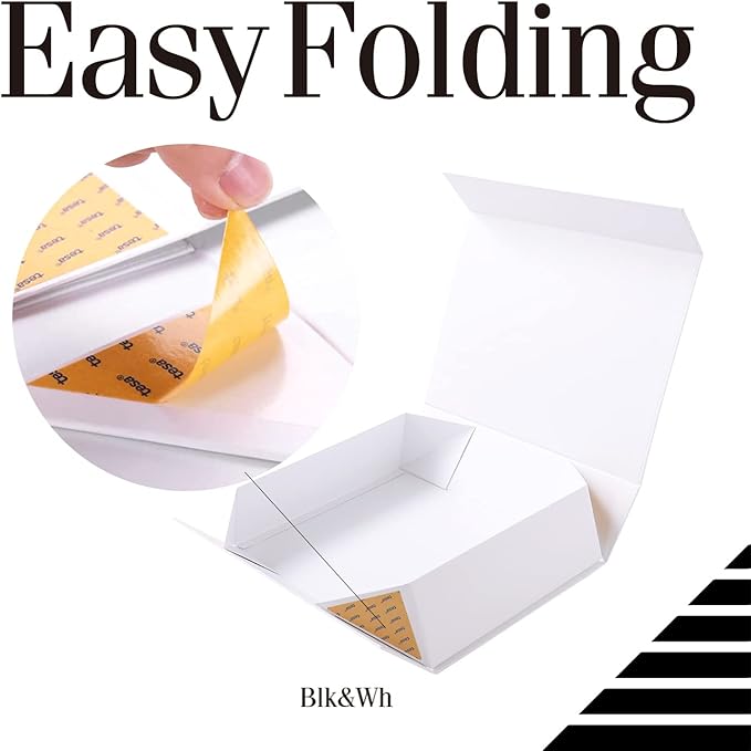 BLK&WH Large Gift Box 13.5x10x3.5 Inches, White Gift Box with Magnetic Closure Lid, Sturdy Shirt Box, Rectangle Collapsible Box for Gift Packaging (Matte White)