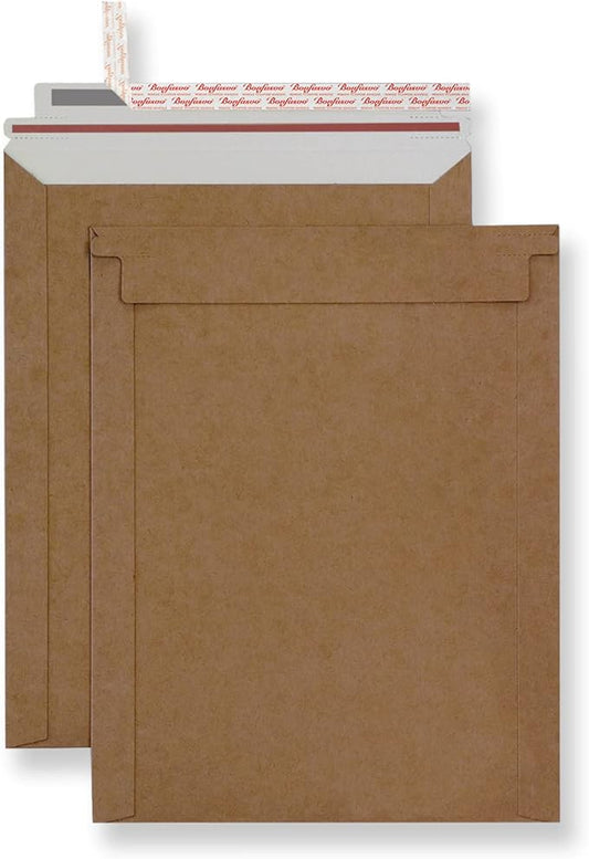 Rigid Mailers 30 Pack 9.25 x 11.75 inches Brown Self Seal Stay Flat Bulk Cardboard Kraft No Bend Mailers Peel and Seal for Document Photos Pictures Papers Files CD