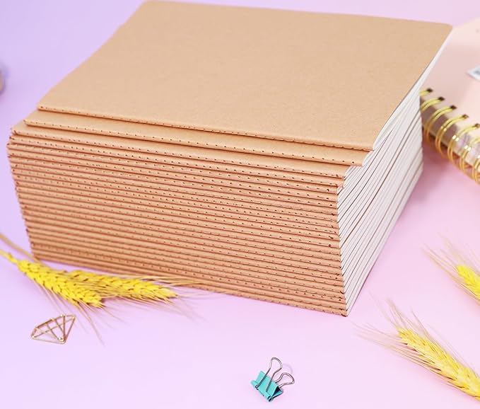 24 Pack A5 Lines Notebook Bulk Kraft Cover College Ruled, Lined Paper Travel Journals Composition Diary Subject Notebooks Planner, 60 Pages, 8.3”x 5.5”