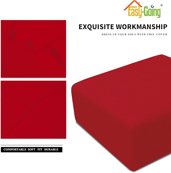 Easy-Going Stretch Square Ottoman Cover Folding Storage Stool Furniture Protector Soft slipcover with Elastic Bottom (30x30x15inch, Christmas Red)