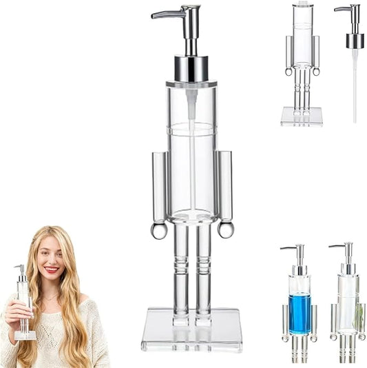 Nutcracker Soap Dispenser, 11.8 Inch Clear Acrylic Refillable Christmas Soap Bottle with Pump, Festive Holiday Hand Soap & Lotion Dispenser for Bathroom, Kitchen Countertop Decor