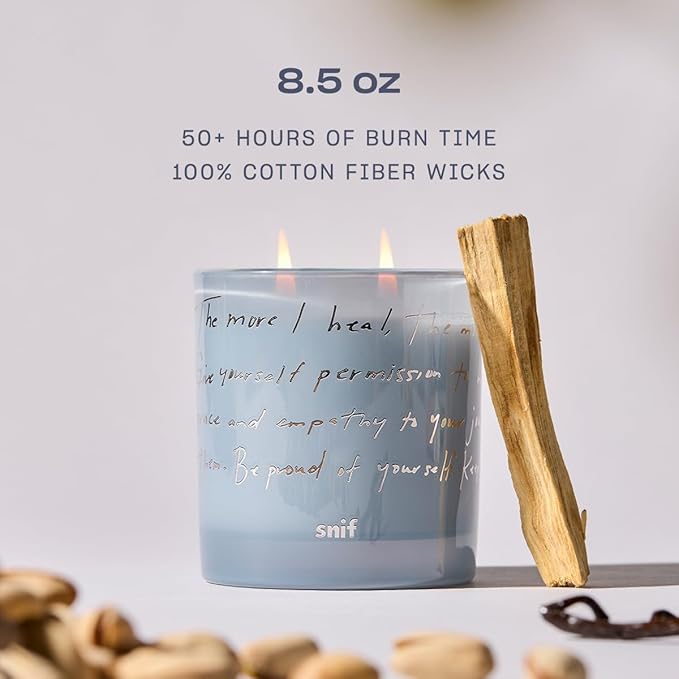 Heal The Way Luxury Scented Candle by Snif, Gourmand and Ambery, Warm and Calming Candle, 50+ Hours, 100% Cotton Fiber Wicks, Soy Wax Blend, Non-Toxic, Vegan, 8.5 oz