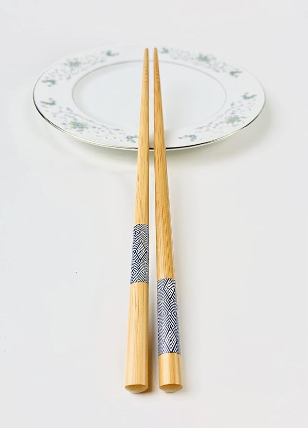 JapanBargain 3671, 5 Pair Bamboo Chopsticks Set, Reusable Japanese Chinese Korean Wooden Chop Sticks, Hair Sticks, Dishwasher Safe, 9 inch