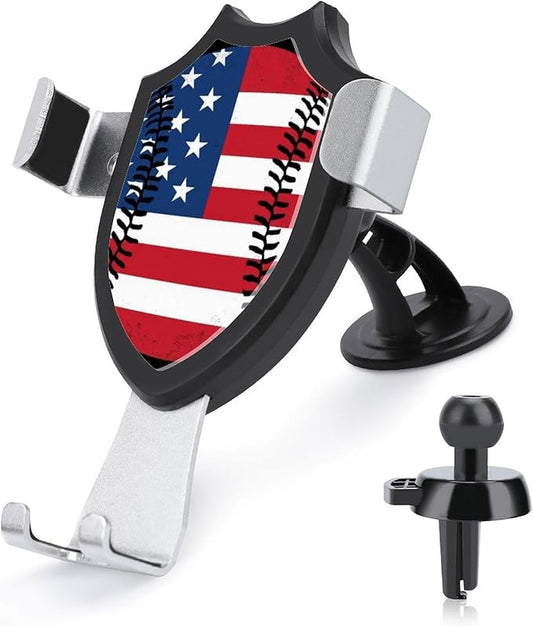 Fashion Phone Holders Phone Mount for Car Dashboard Air Vent Windshield Baseball Vintage American Flag Design