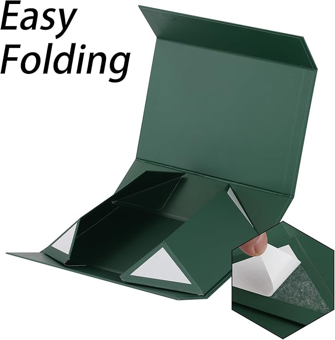 Green Gift Box, 19x16x6 inches, Magnetic, Includes Ribbon and DIY Stickers, Multi-Occasion, 3 Count