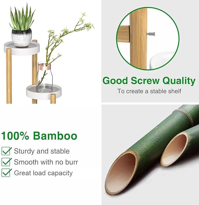Wisuce Corner Plant Stand Indoor, 3 Tier Tall Bamboo Plant Stand Holder & Plant Shelf Display Rack for Indoor Home Decor (3 Tier Stand)