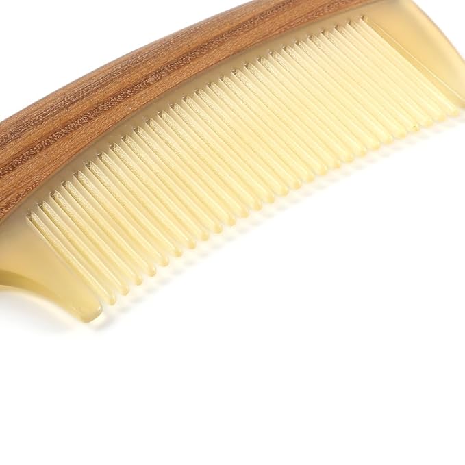 TAN MUJIANG Hair Comb Natural Wood and Horn Anti-static YTBJ2-3 1pc