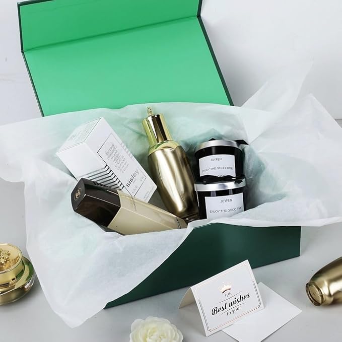 UoeRing 1 Pcs Green Gift Box Large 13.5x11.8x4.7 inch Luxury Gift Box for Presents with Magnetic Closure Lid Collapsible,Birthday,Christmas,Contains Card, Ribbon, Tissue Paper,Shredded Paper Filler