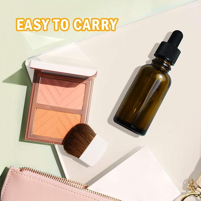 June Fox 99 Pack 1oz Amber Glass Dropper Bottles with Glass Droppers and Black Cap for Essential Oils, Lab Chemicals, Perfumes