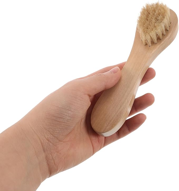 STOBAZA Multi-Function Wooden Shower Body Brush with Exfoliating Bristles for Deep Skin Cleansing Long Handle for Reach Areas Portable Dry Skin Brush for Face and Body Massage and
