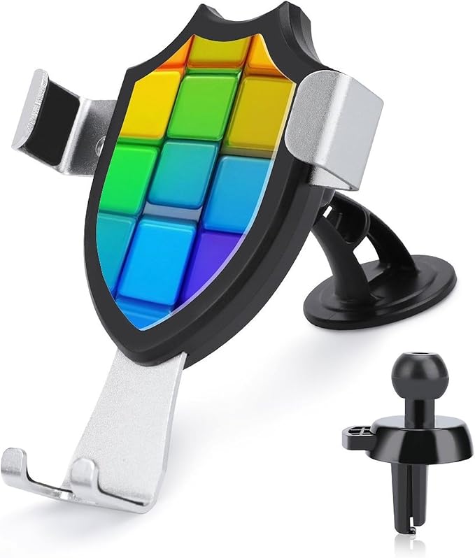 Phone Mount for Car Dashboard Air Vent Windshield, Universal Hands Free Automobile Cell Phone Holder Rainbow Colorful Blocks