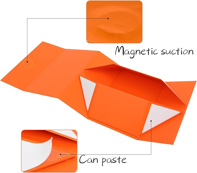 Rsgift Orange Graduation Gift Boxes,7.8x7x3.1Inches Gift Box with Lid,Packaging Gift Boxes for Valentines Day Flower Gift Boxes for Presents Birthday Christmas