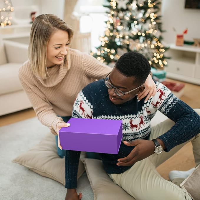 Purple Gift Box 12" x 6" x 4" with Magnetic Closure Lid Gifts Boxe for Presents,Bridesmaid Gifts Boxes,Cute Box,Birthday Gift Boxe,Luxury for Gifts Packaging, Magnetic Gift Boxes for Wrapping Gifts (Purple)