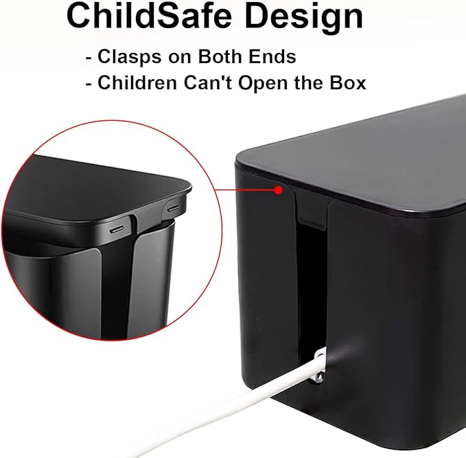 DUNCHATY 3 Pack Cable Organizer Box with Large, Medium, Small Cord Hider Box Safe ABS Material for Cover and Hide TV Wires, Computer, Router, USB Hub and Under Desk Power Strip&Cords