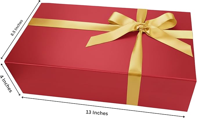 CECOBOX - Gift Boxes with Lids for Presents 13"x8.5"x4" - Matte, Collapsible Magnetic Closure Gift Box - Groomsmen & Bridesmaid Proposal Boxes, Wedding, PR, Birthdays, Holidays (Red)