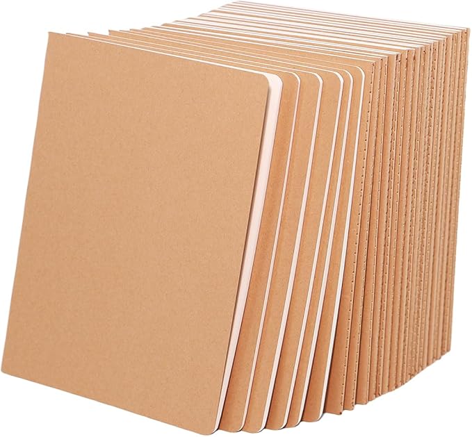 24 Pack A5 Lines Notebook Bulk Kraft Cover College Ruled, Lined Paper Travel Journals Composition Diary Subject Notebooks Planner, 60 Pages, 8.3”x 5.5”