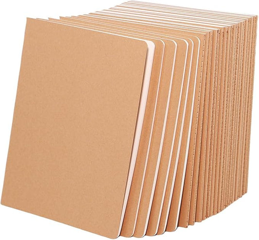 24 Pack A5 Lines Notebook Bulk Kraft Cover College Ruled, Lined Paper Travel Journals Composition Diary Subject Notebooks Planner, 60 Pages, 8.3”x 5.5”