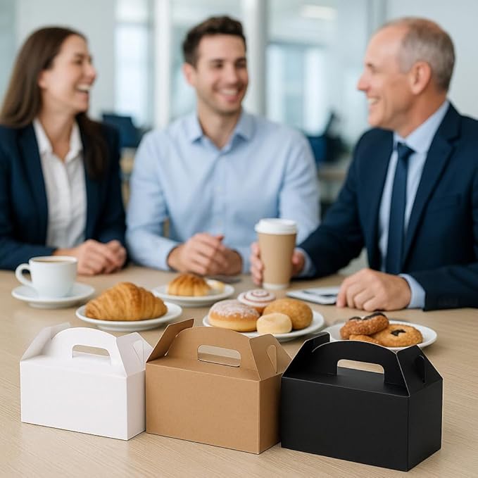 xiepipipaper 24Pack Large Party Favor Boxes,Kraft Treat Boxes, (9.45 * 5 * 5"),Large Goodie Boxes, Gable Gift Boxes with Handles,Candy Boxes for Kids Birthday Baby Shower Wedding Halloween Christmas.