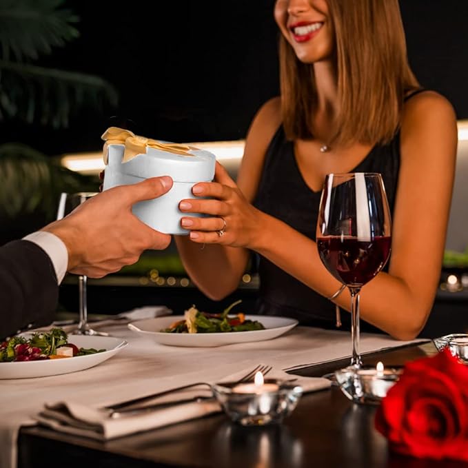 Bengnkes Round Gift Box White Gift Boxes with Lids for Presents 4 Packs Luxury Nesting Gift Boxes Small with 17ft Ribbon for Bridesmaid Valentines Mother's day Graduation