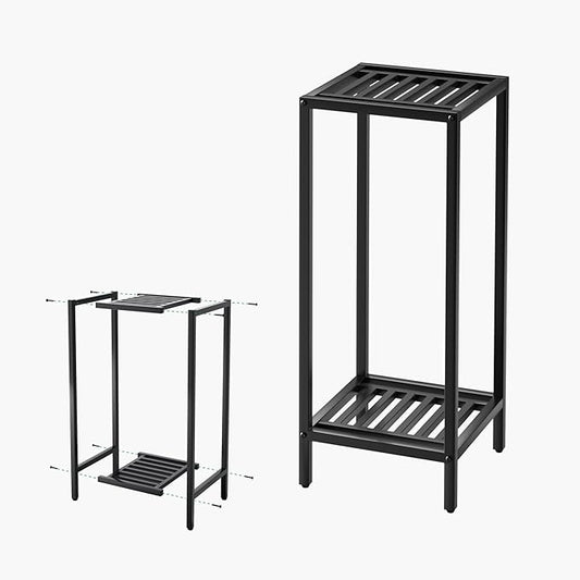 Zhongma 2 Tier 30" Tall Indoor Outdoor Plant Stand, 12 L x 12 W x 30 H inch, Heavy Duty Square Metal Flower Stand for Patio, Home, Garden, 220 LBS Capacity & Heavy Duty Construction