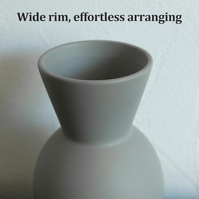 Fake Flowers in Vase for Centerpieces, Faux Flowers in Modern Ceramic Vase Set of 3 with 8 Artificial Autumn Chrysanthemums Artificial Decorative Swags