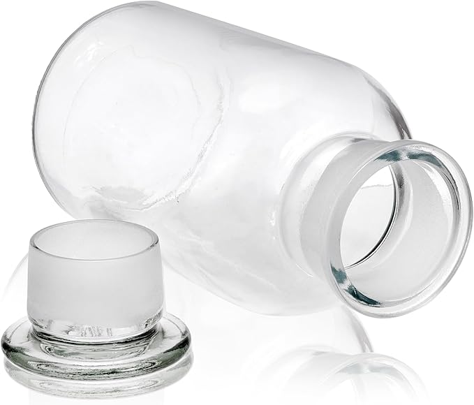 Lab Glass Reagent Bottle,Wide Mouth Glass Storage Bottle with Ground Stopper,Decorative Bottles/Vase (Clear, 1000ML)