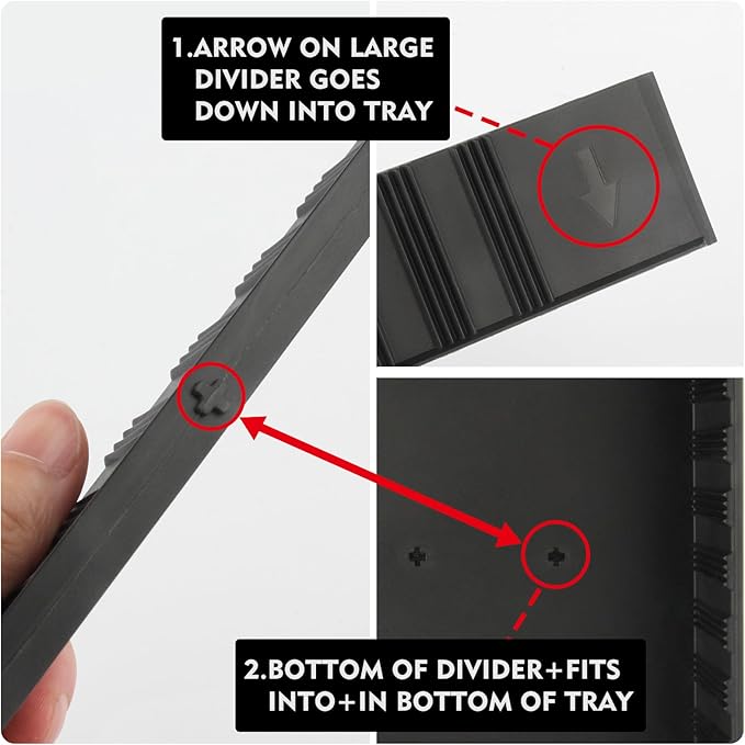 Fu Store Silverware Drawer Organizer DIY Customize Expandable Utensil Tray for Kitchen Upgraded Flatware Cutlery Holders Adjustable Plastic Tableware Storage for Spatula Spoons Forks Knives (Black)