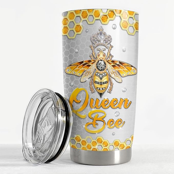 SANDJEST Bee Tumbler 20oz Jewelry Drawings Stainless Steel Insulated Tumblers Gifts for Women Girls Coffee Travel Mug Cup Gift for Birthday Christmas