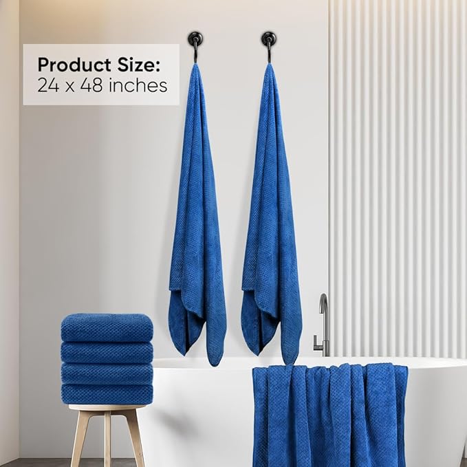HOMEXCEL 6 Pack Bath Towel Set, (24 x 48 Inches) Microfiber Ultra Soft Highly Absorbent Bath Towels, Lightweight and Quick Drying Towels for Hotel, Bathroom, Spa and Beauty Parlor, Blue
