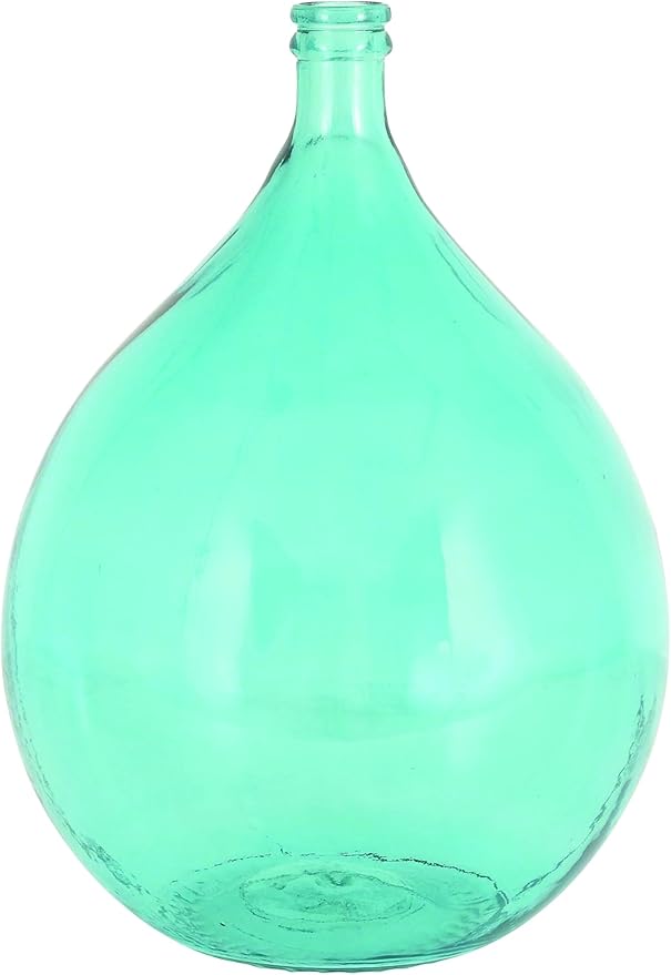 Deco 79 Glass Decorative Vase Spanish Centerpiece Vase, Flower Vase for Home Decoration 15" x 15" x 22", Teal