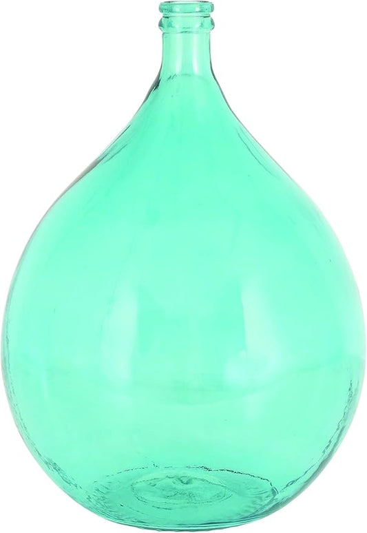 Deco 79 Glass Decorative Vase Spanish Centerpiece Vase, Flower Vase for Home Decoration 15" x 15" x 22", Teal