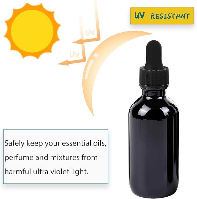 2oz Glass Dropper Bottle,Preety Texture Tincture Bottles with Precise Scales Eye Droppe,for All Kinds Of Mixed Liquids,Leak-Proof Design for Easy Travel (Black-24Pack)