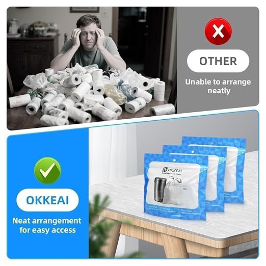 OKKEAI 2.6 Gallon Drawstring Trash Bags, 60 Count Small Green Bathroom Garbage Bags, Heavy Duty Tear-Resistant & Leak-Proof Wastebasket Liners for Kitchen, Bathroom, Office