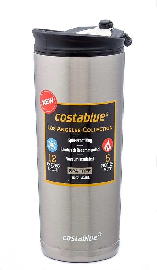 Travel Coffee Mug 16 Oz. Stainless Steel, Leak Proof Dishwasher Safe Lid, Double Wall Coffee Cup, Reusable Insulated Tumbler for Hot & Cold Beverages Eco friendly