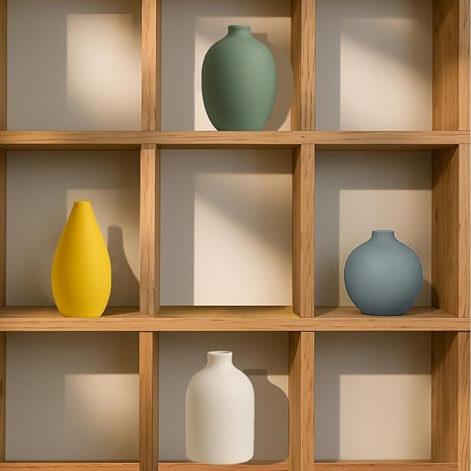 Ceramic Vase for Home Decor Set of 4, Decorative Flower Vases for Bedroom, Living Room, Bathroom, Entryway, Table Centerpiece, Modern Minimalist Vases for Decor-Multicolor