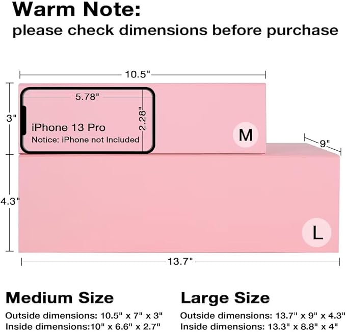 Aimyoo Pink Collapsible Gift Box with Magnetic Closure Lids 10.5x7x3 in, Bridesmaid Groomsman Proposal Boxes, Rectangle Storage Box 5 Pack