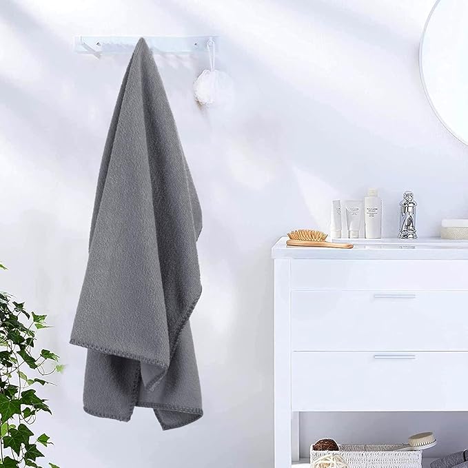 JML Bath Towels Set Pack of 2, Microfiber Bath Towel for Body, 30" x 60", Large, Oversized, Soft, Super Absorbent, Fast Drying, Use for Suana, Shower, Pool, Sport, Fitness, Yoga, Waffle Stripe Grey