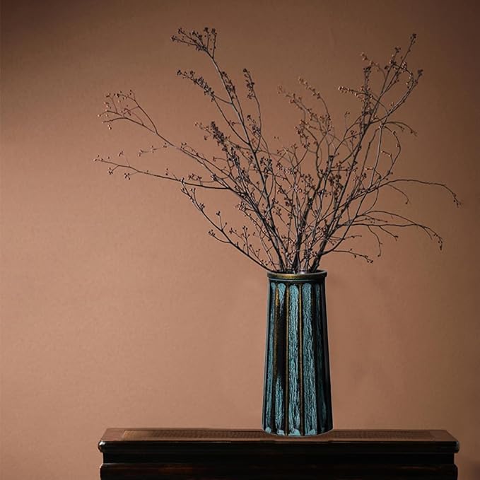 Bronze Vintage Vase, 10 Inches Antique Glass Vase Rustic European Unique Chic Style for Tabletop, Kitchen, Office, Living Room Decoration