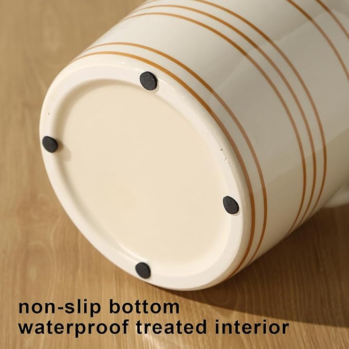 Ceramic Farmhouse Kitchen Utensil Holder for Countertop, Rustic Cooking Utensil Holder Crock Fit for Kitchen Counter. 6*6.8*6.7 IN