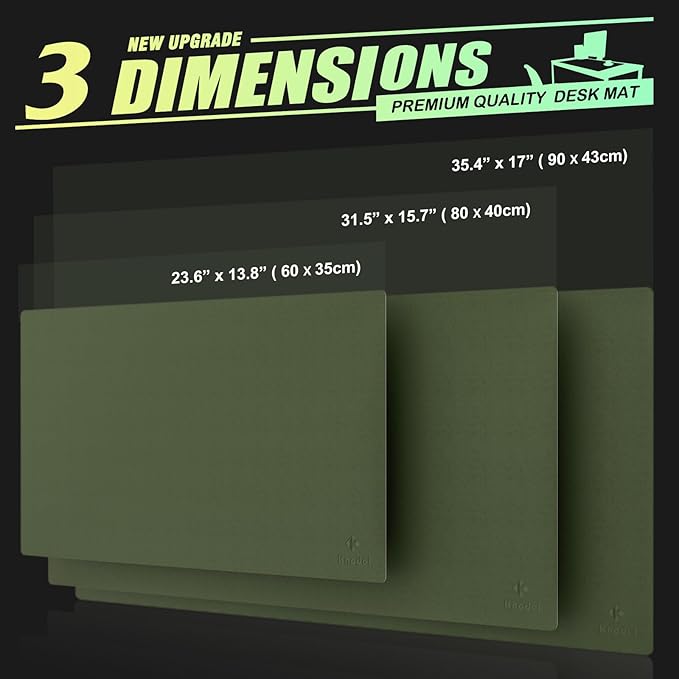 K KNODEL Large Office Leather Desk Mat, Mouse and Keyboard Pad, Computer and Laptop Mat, Desktop Protector and Cover, Writing Pad and Blotter (35.4"x17", Dark Green)