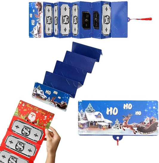 Christmas Cash Gift Envelopes, 2025 New Christmas Money Holders for Cash, Money Envelopes with 10 Slots, DIY Holiday Surprise Card Holder for Xmas Gift (Blue3)