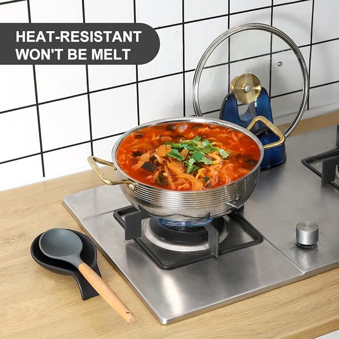 Nihow Kitchen Utensil Holder and Spoon Rest: Ceramic Utensil Holder for Countertop - Stable Utensil Crock for Kitchen Counter Decor - Elegant Matte Black