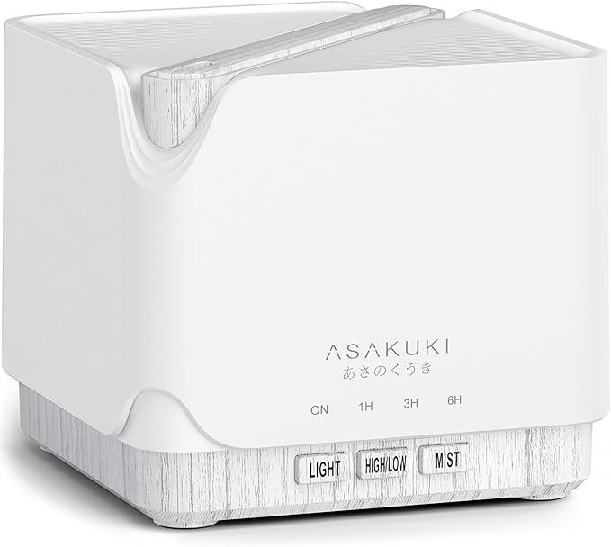 ASAKUKI 700 ml Premium Essential Oil Diffuser, 5 in 1 Ultrasonic Aromatherapy Fragrant Oil Vaporizer Humidifier, Timer and Auto-Off Safety Switch, 7 LED Light Colors