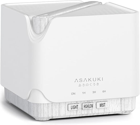 ASAKUKI 700 ml Premium Essential Oil Diffuser, 5 in 1 Ultrasonic Aromatherapy Fragrant Oil Vaporizer Humidifier, Timer and Auto-Off Safety Switch, 7 LED Light Colors